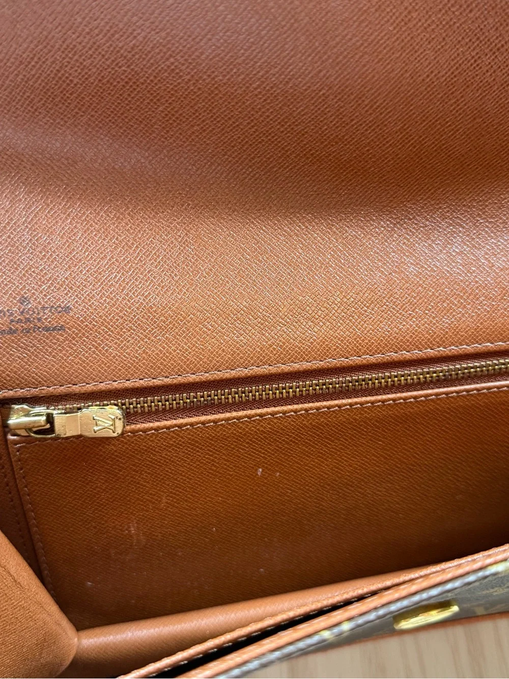 Louis Vuitton Monogram Foldover Clutch in Brown and Tan Leather Trim - Picture 11 of 16